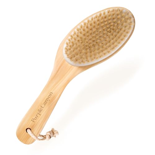 Purple Canyon Natural Boar Bristle Dry Body Brush for Exfoliation & Cellulite