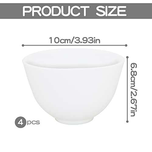 FERCAISH White DIY Face Mask Mixing Bowl Set - Microwavable Silicone Facial Mask Bowls for Home & Salon, 4-Pack