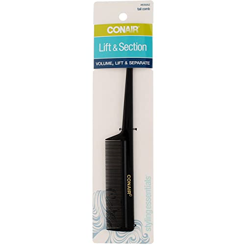 Conair Tail Comb Pack of 3, Black – Fine-Tooth Sectioning Combs