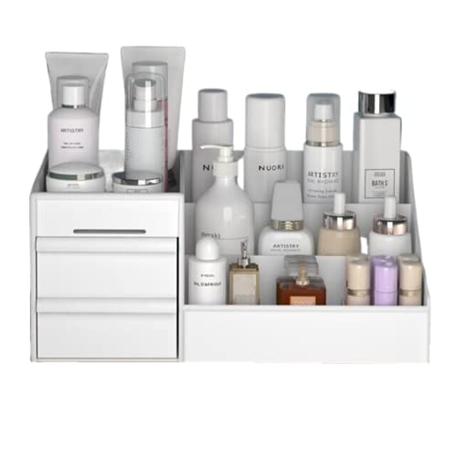 Large Capacity Makeup Organizer with Drawers – White Cosmetic Storage Box for Desk, Bathroom & Jewelry