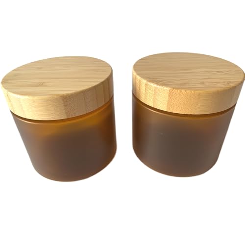 16oz Bamboo Lid Refillable Cosmetic Jar 2 Pack for Skin Care & Makeup Storage
