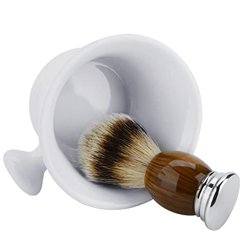 Large Ceramic Shaving Mug with Handle for Men Wet Shaving - Deep Lather Bowl, Heavy Duty Soap Cup