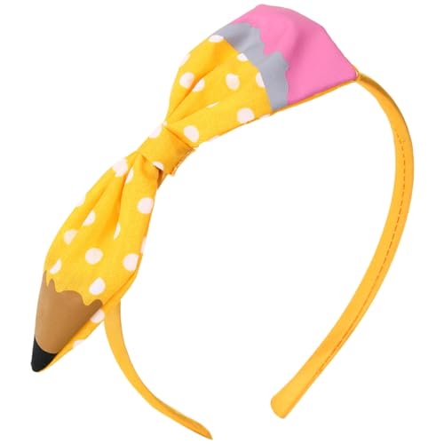Cute Yellow Pencil Headband for Girls - Polka Dot Hair Accessory