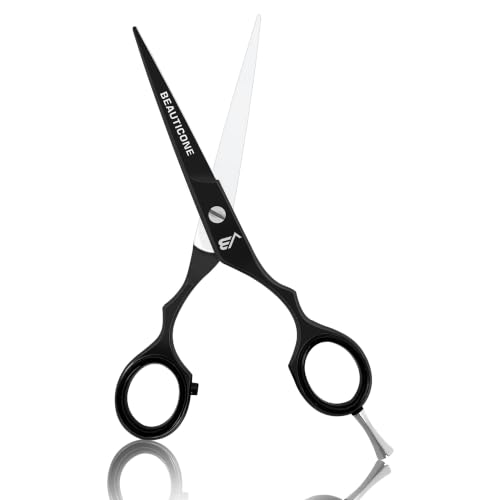 Beauticone Professional Hair Cutting Scissors Black Fix Screw Stainless Steel Barber Shears