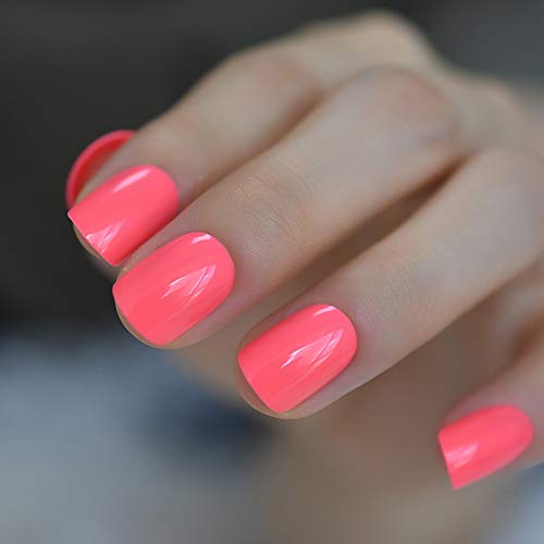 Glossy Watermelon Pink Press-On Nails - 24 Full Cover Short Set