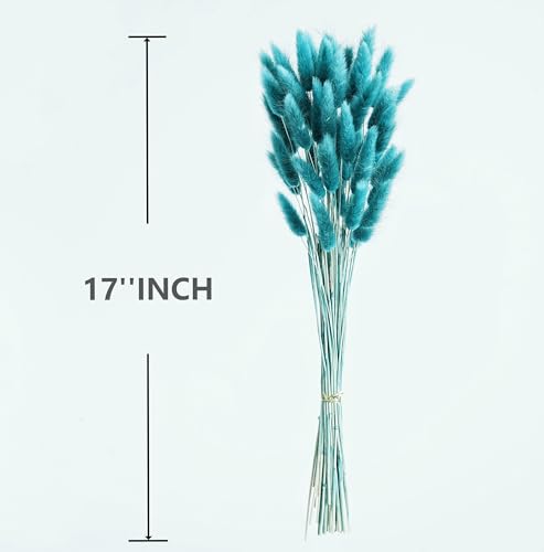 120 PCS Dried Pampas Grass Decor - 17-Inch Bunny Tails for Boho Weddings