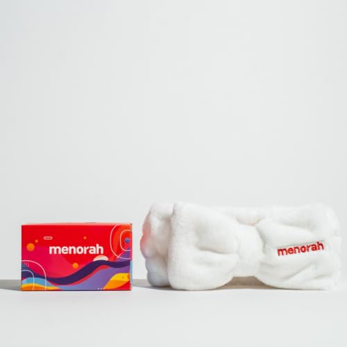 Menorah Skincare Headband - White Elastic Hair Wrap for Face Washing & Spa