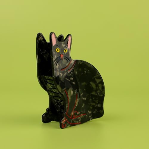 Black Cat Claw Hair Clips - Cellulose Acetate, Chic Retro Design, Non-Slip Grip, Pack of 1