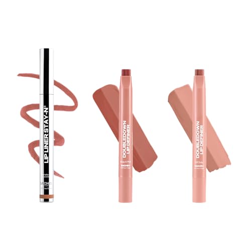 Sacheu DoubleDown & Lip STAY-N Bundle | High Pigment, Buildable, Long-Lasting Glow - Includes p-INKED Lip Liner in Keep it Pink & Off Duty