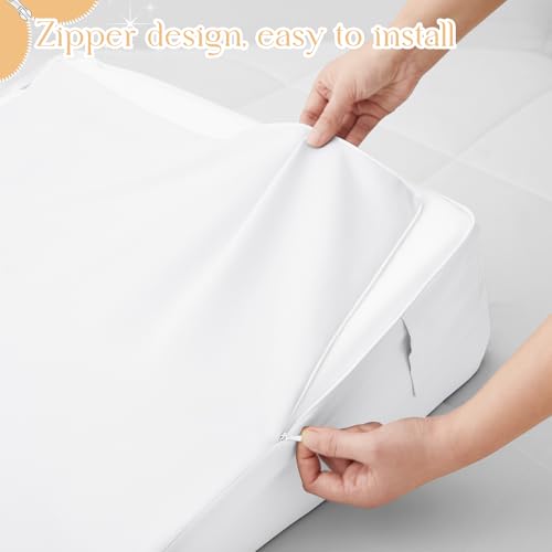 Soft Microfiber White Wedge Pillow Cover with Side Pockets - 25"x25"x8"
