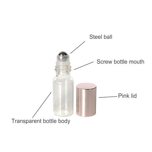 50Pcs Clear Glass Roller Bottles 3ml with Stainless Steel Balls