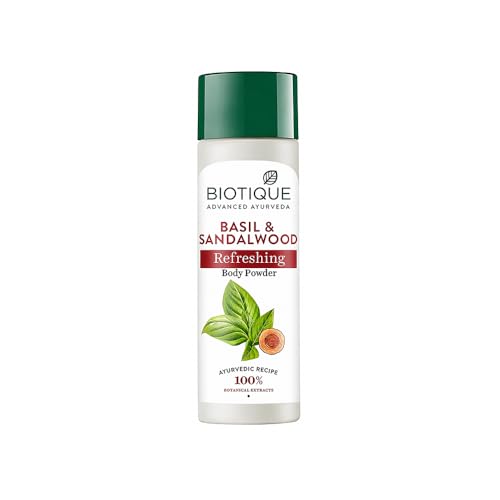 Biotique Basil & Red Sandalwood Body Talc - 180g for Smooth Skin