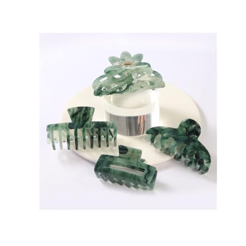 Large Hair Claw Clips - 4-Piece Non-Slip Green Jaw Clips for Thick Hair