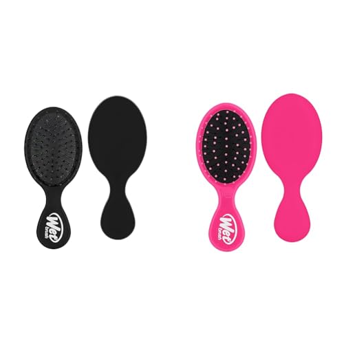 Wet Brush Mini Detangler Hair Brush Set - 2 Pack (Black & Pink)
