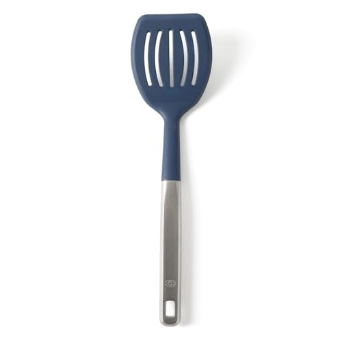 Calphalon Slotted Turner - Silicone Head & Stainless Steel Handle, Navy Blue