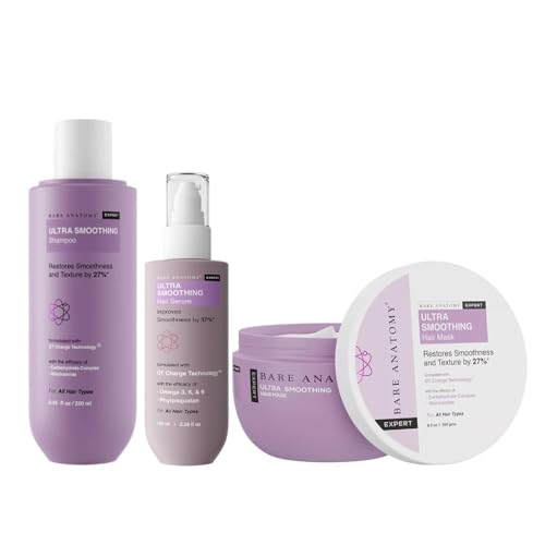 B.a.r.e A.n.a.t.o.m.y Expert Ultra Smoothing Hair Care Kit, Shampoo, Serum & Mask, All Hair Types, QT Charge Technology