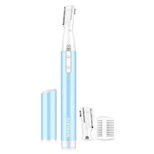 Eyebrow & Facial Hair Trimmer, Precision Detailer with Rinseable Blade, Battery Operated, Double-Sided Razor for Fine Hair, Chin & Peach Fuzz, Compact Pen Size, Safe & Gentle Touch-ups