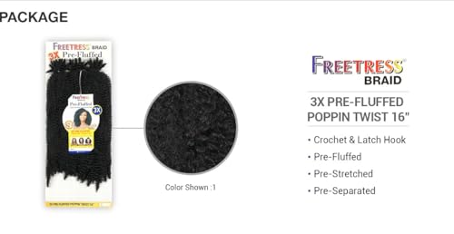 Pre-Fluffed Crochet Braids 16 Inch Poppin Twist for Natural Hair, 1B