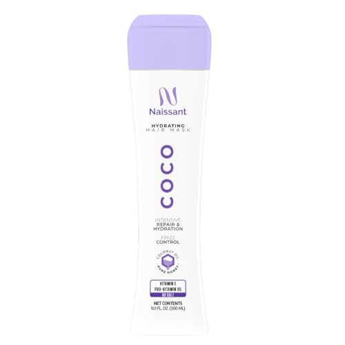 Naissant Coconut Hair Mask for Deep Repair & Hydration - Dry & Damaged Hair Treatment, Paraben-Free, 10.1 Fl Oz