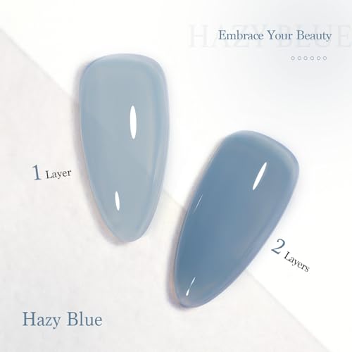 GAOY 16ml Jelly Nude Blue Gel Nail Polish - Sheer Translucent UV Cure