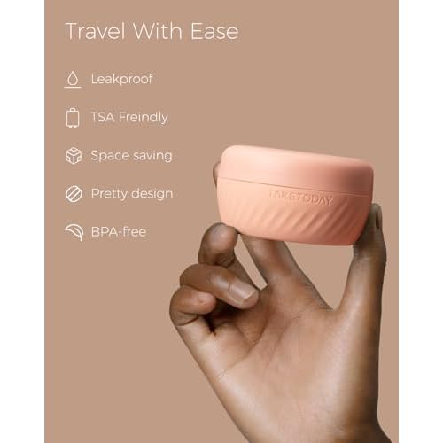 TakeToday Travel Containers for Toiletries, Leak-Proof, TSA Approved, Refillable Silicone Cylindrical Cream Jars with Lid for Cosmetic Toiletry, 2oz, 4 Pack, Apricot