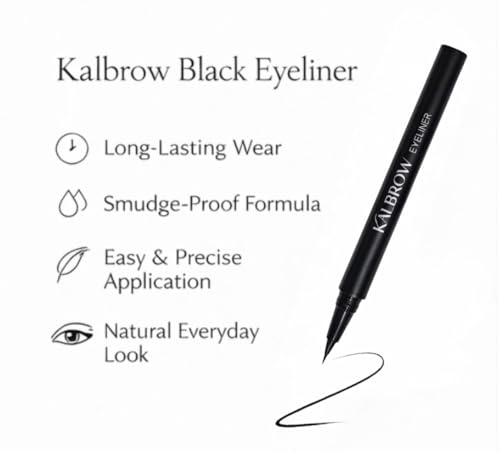 KALBROW Waterproof Black Eyeliner Pen - Precise, Smudge-Proof Eye Makeup