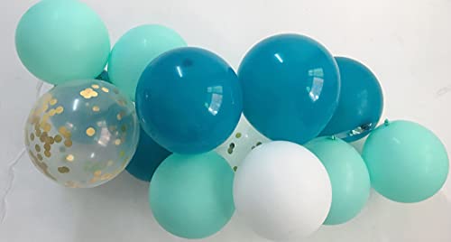 Mint Green & Blue Matte Balloons - 60 Pack for Celebrations