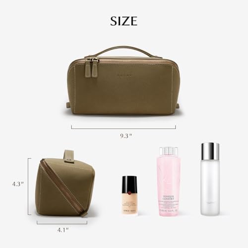EACHY Travel Makeup Bag, Flat-Open Faux Suede Toiletry Organizer