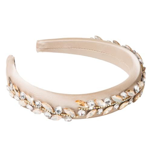 Velvet Rhinestone Padded Headband for Women - Wide Non-Slip Hair Accessory
