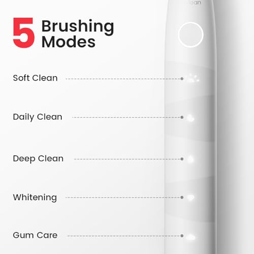 Oclean White Electric Toothbrush for Adults, 150-Day Battery, 5 Modes & Travel Case