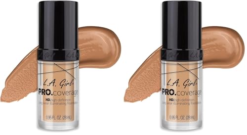 L.A. Girl Pro Coverage Liquid Foundation - Natural, 0.95 Fl Oz (Pack of 2)