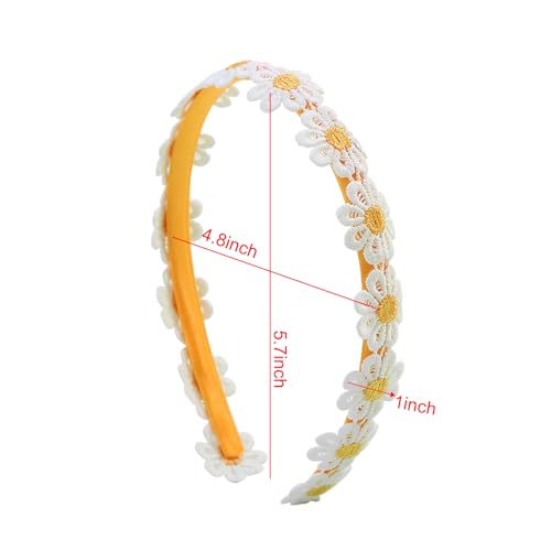 Daisy Flower Headband for Women - Yellow Embroidered Hair Accessory