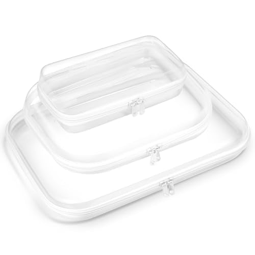 BOBOKA 3PCS White Clear Zipper Storage Cases - Portable Cosmetic & Toy Organizer