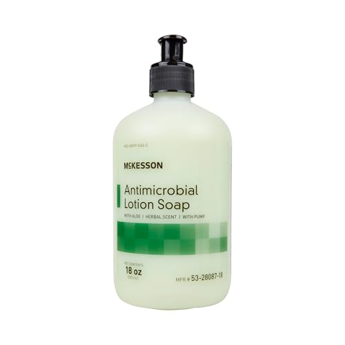 McKesson Antimicrobial Hand Soap with Aloe - 18 oz Pump Bottle, Herbal Scent, Moisturizing, Medical-Grade