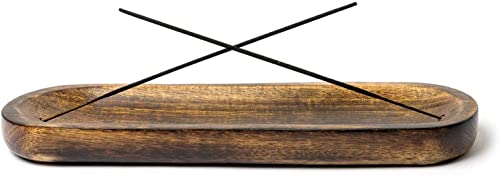 Handmade Wooden Incense Stick Holder & Ash Catcher - 11x4x1.2 Inches