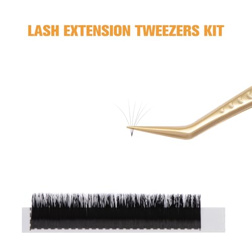 EKYSSO 5-Piece Professional Stainless Steel Lash Extension Tweezer Set