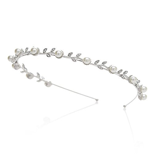 SWEETV Pearl and Rhinestone Bridal Headband for Wedding Hair Accessories