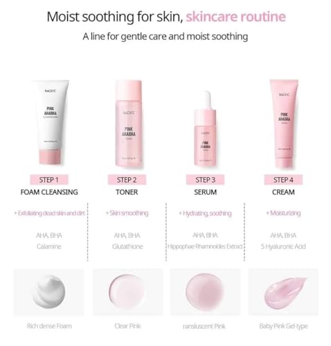 Nacific Pink AHA BHA Travel Size Skin Care Set - 4-Piece Routine