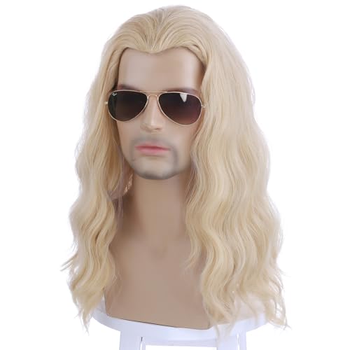 PATTNIUM Mixed Blonde Long Wavy Wigs for Men Cosplay Halloween Costume Party