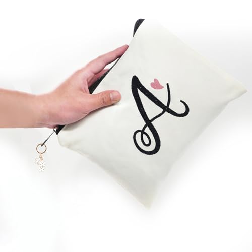 Personalized E Letter Embroidered Makeup Bag - Gift for Women, Bridesmaids, Mom