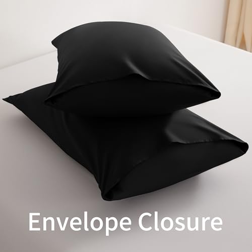 BEDSUM King Microfiber Pillowcases Set of 2 - 20x40, Black