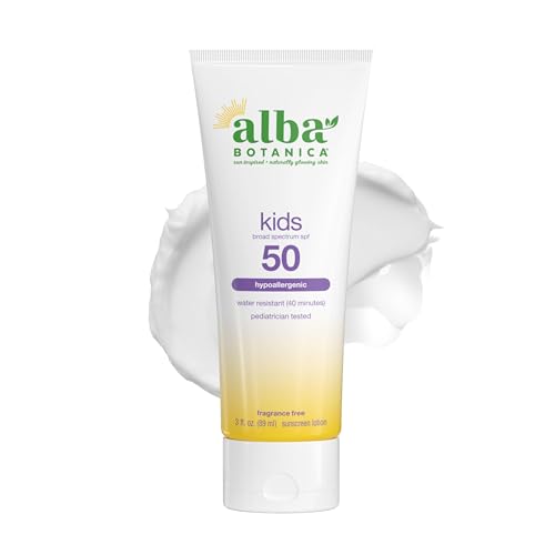 Alba Botanica Kids Sunscreen Lotion SPF 50, 3 Oz - Water-Resistant
