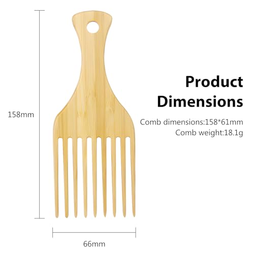 Bamboo Comb Set for Afro Hair - Eco-Friendly Detangling Picks