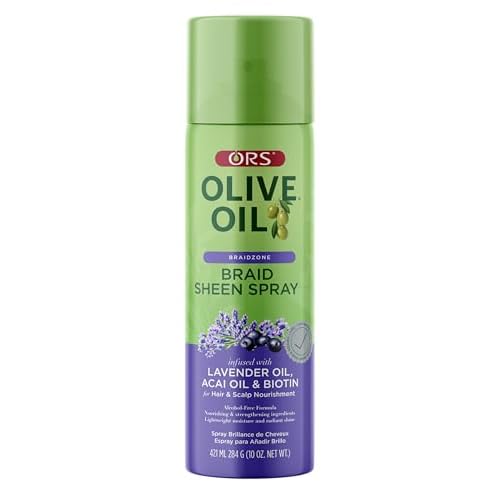 ORS Olive Oil Braidzone Braid Sheen Spray with Lavender, Acai & Biotin for Hair & Scalp Nourishment 10 Ounces