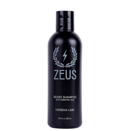 ZEUS Beard Shampoo for Men - Verbena Lime, 8 Fl Oz | Natural Oils for Soft, Healthy Beard