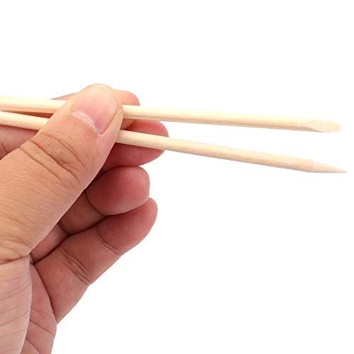 Hedume 600 Pcs Orange Wood Nail Sticks - Double Sided Cuticle Pushers