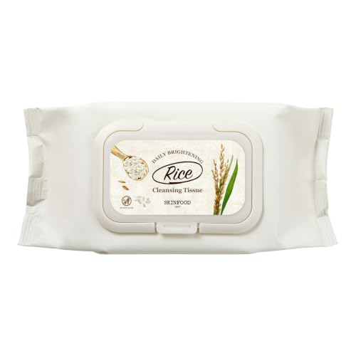 SKINFOOD Rice Cleansing Wipes - Hypoallergenic Makeup Remover (80 Sheets)