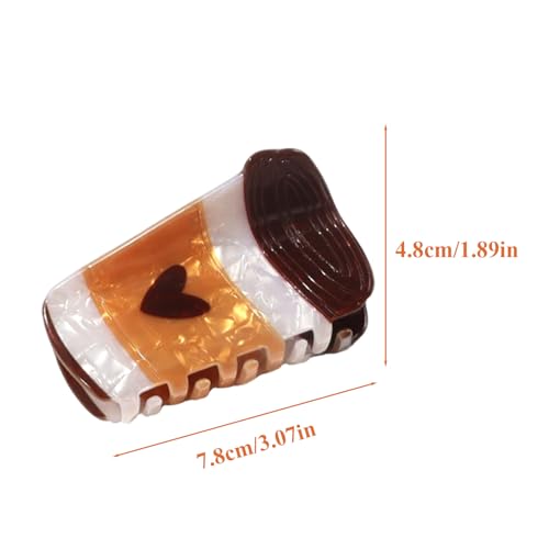 Coffee Drink Themed Acrylic Claw Clips for Women - Non-Slip Hold