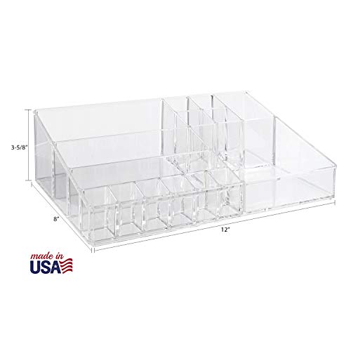 STORi Audrey 15-Compartment Clear Vanity Makeup Organizer Tray