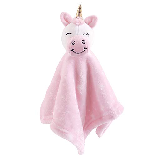 Hudson Baby Pink Unicorn Animal Face Security Blanket, 14x14